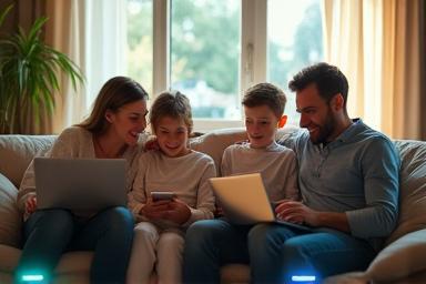 Famiglia italiana connessa in casa - Immagine descrittiva pertinenti ai servizi Internet e connettività di ReteViva